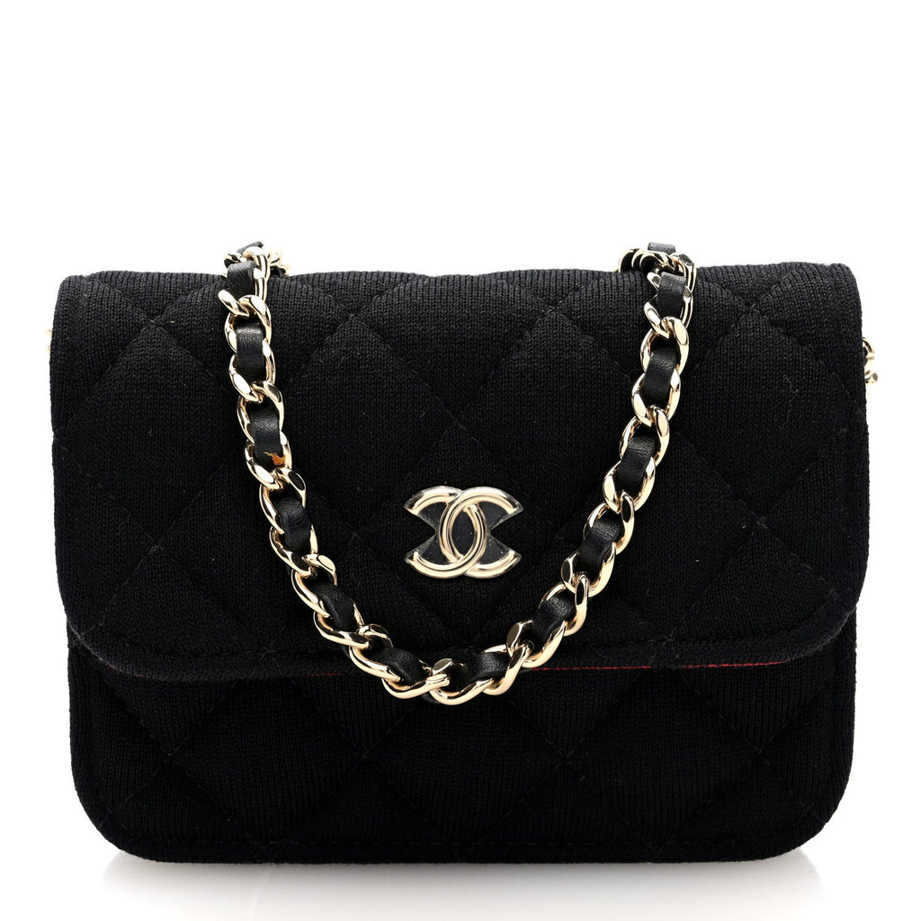 Jersey Quilted Micro Mini Flap Black