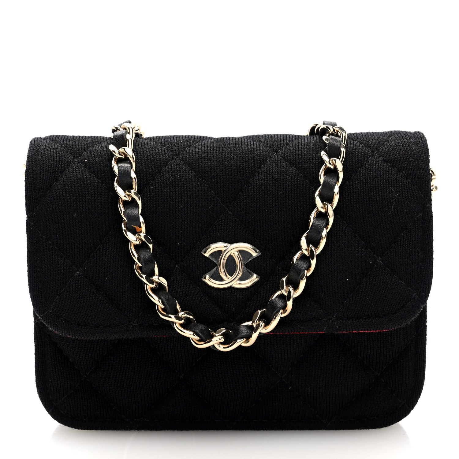 Jersey Quilted Micro Mini Flap Black