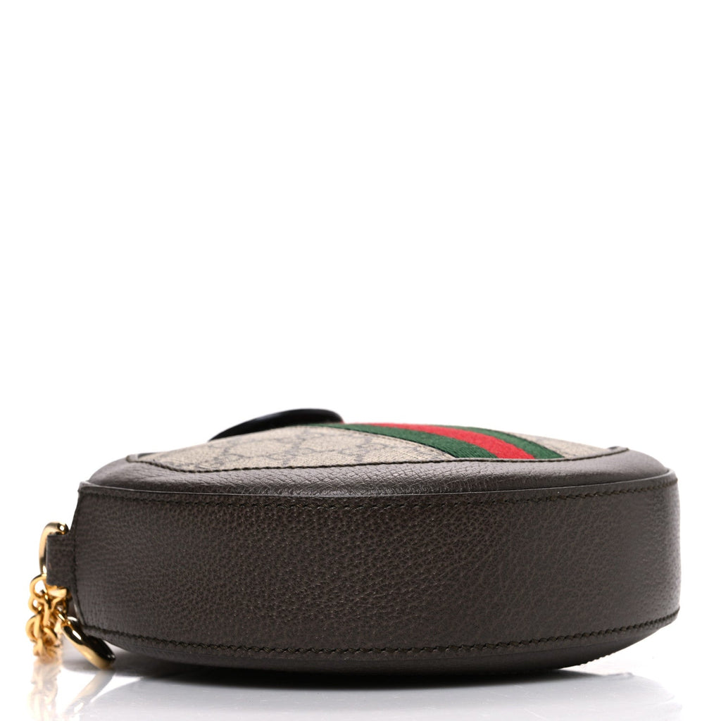 GG Supreme Monogram Web Mini Ophidia Round Shoulder Bag Brown