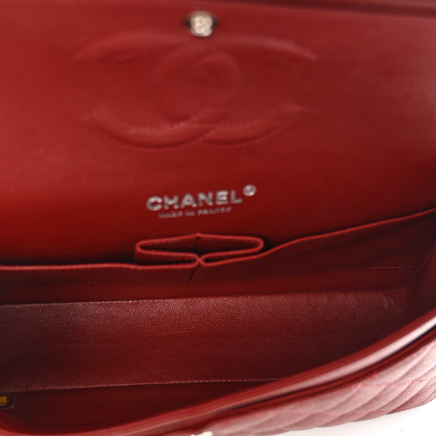 Caviar Quilted Medium Double Flap Dark Red