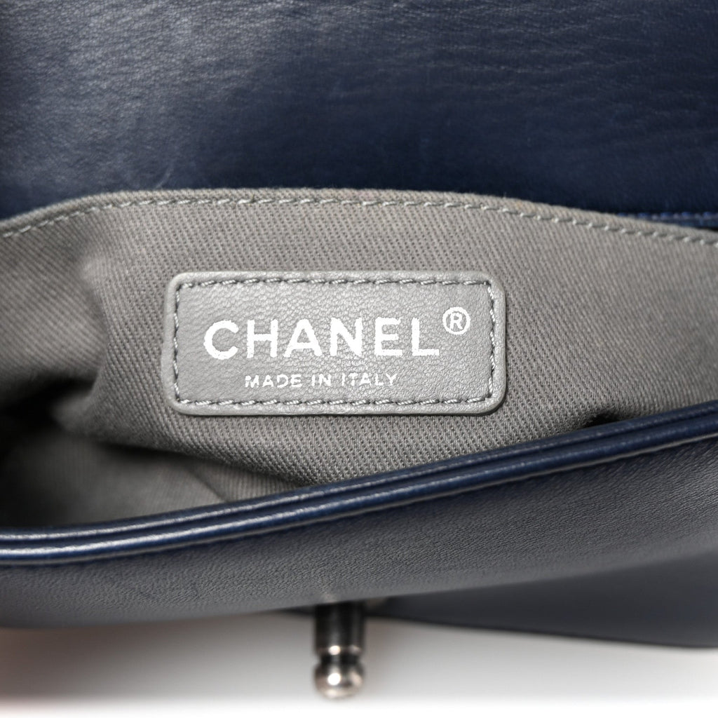 Velvet Quilted Small Boy Flap Blue