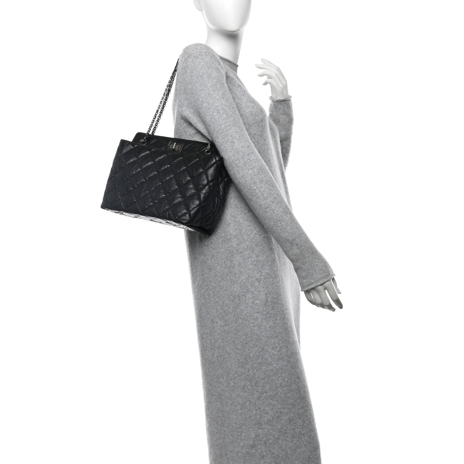Aged Calfskin Quilted Reissue 2.55 Tote Black