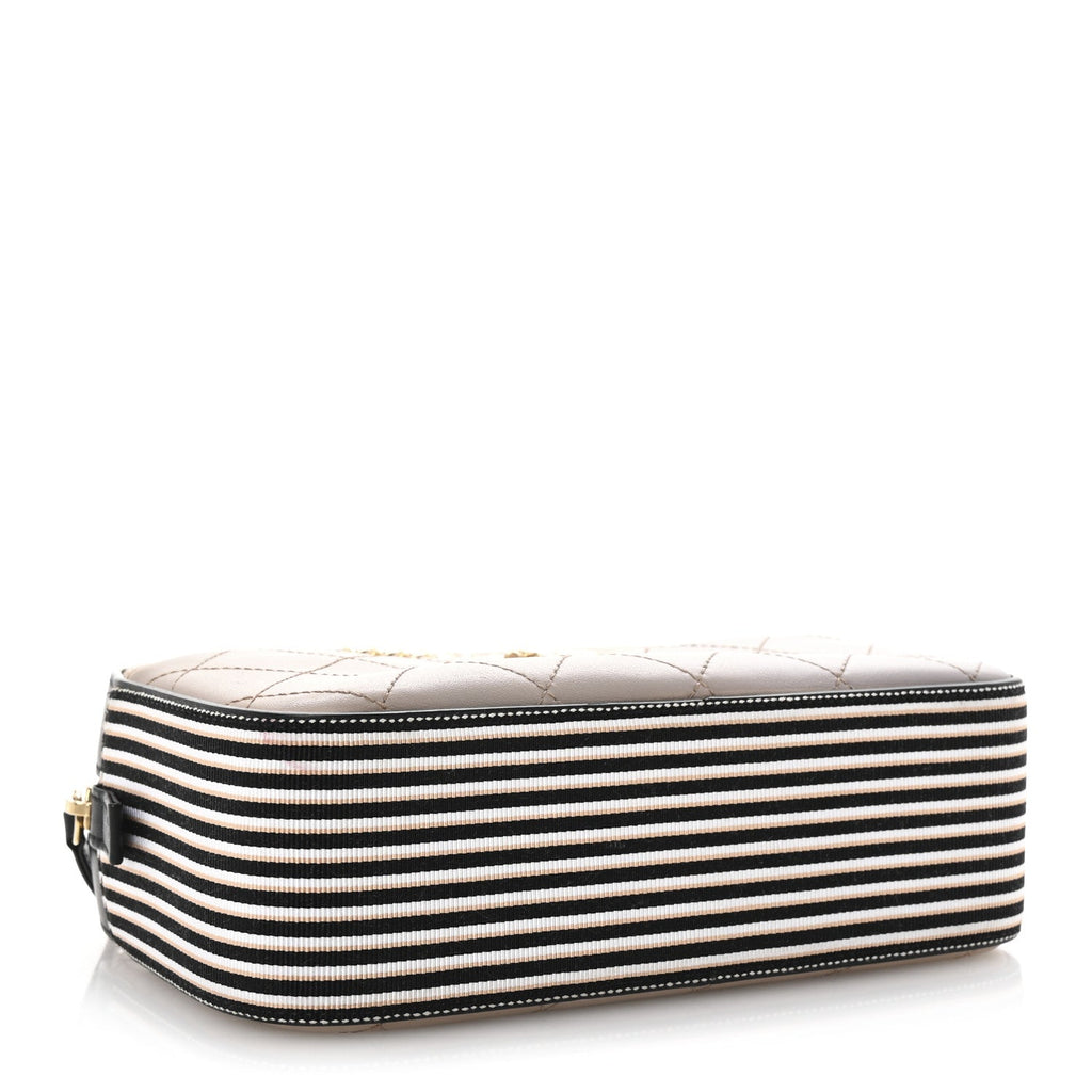 Calfskin Stitched Button Up Camera Case Pink Black