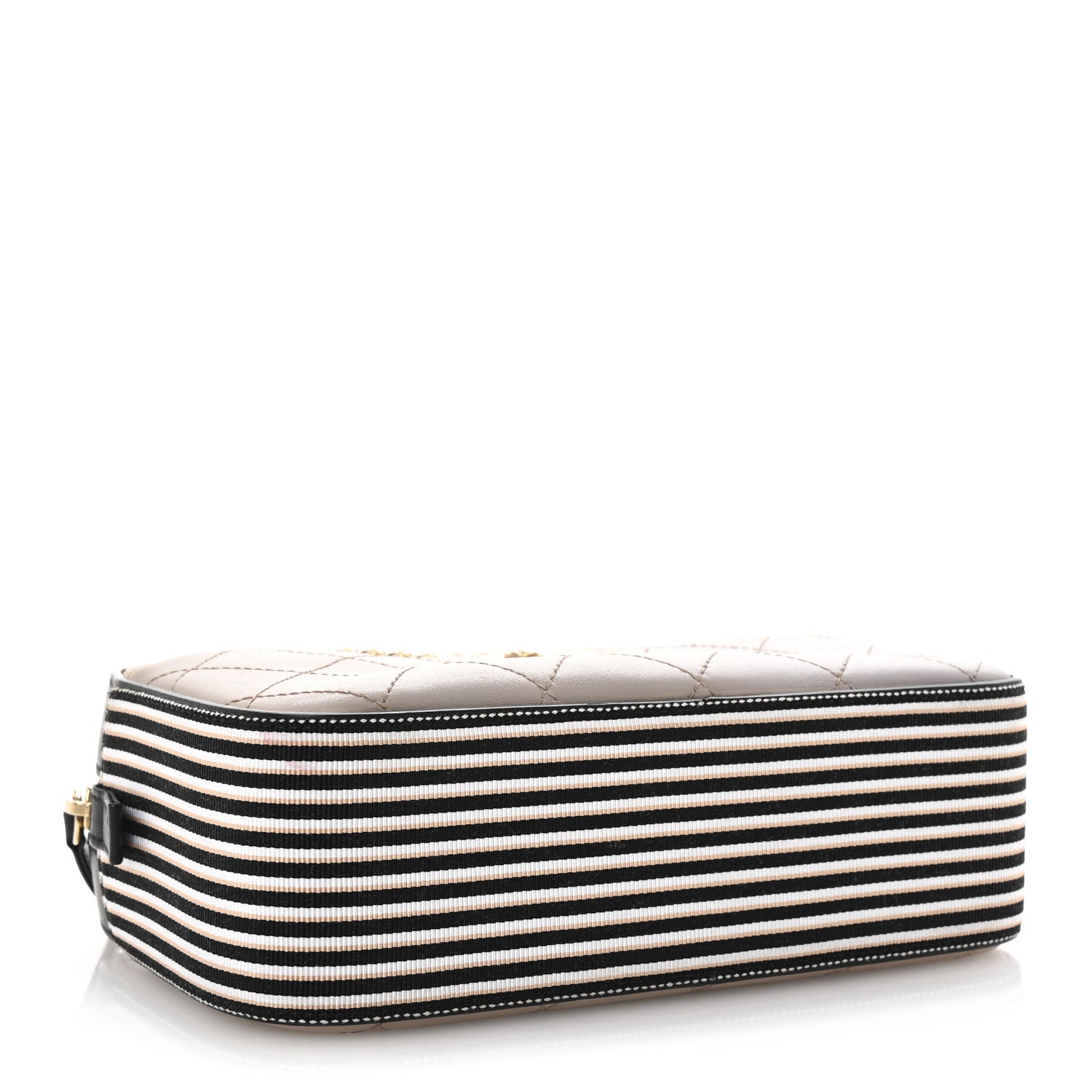 Calfskin Stitched Button Up Camera Case Pink Black
