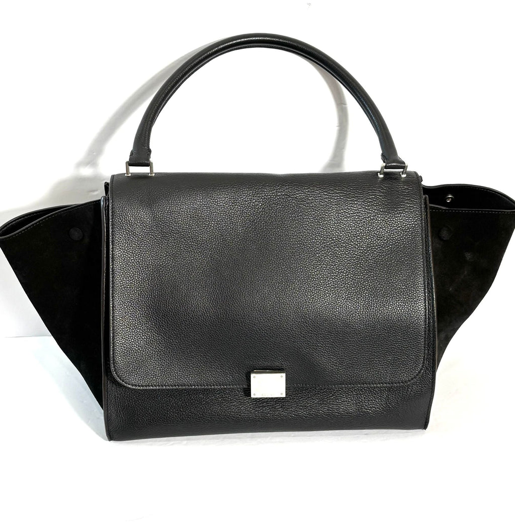 CÉLINE DRUMMED CALFSKIN SUEDE TRAPEZE MEDIUM SHOULDER BAG