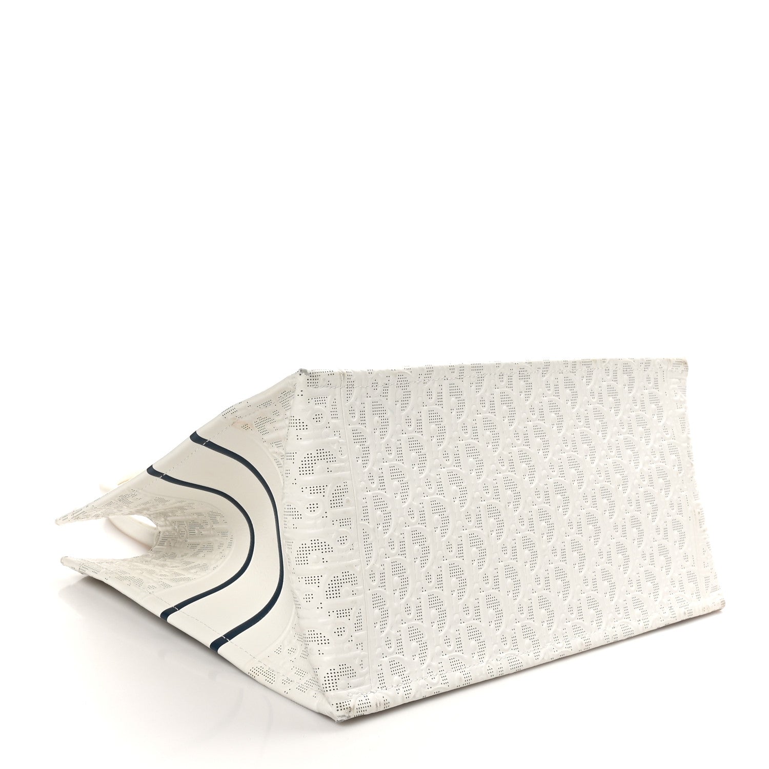 Calfskin Perforated Oblique Medium Book Tote White Blue