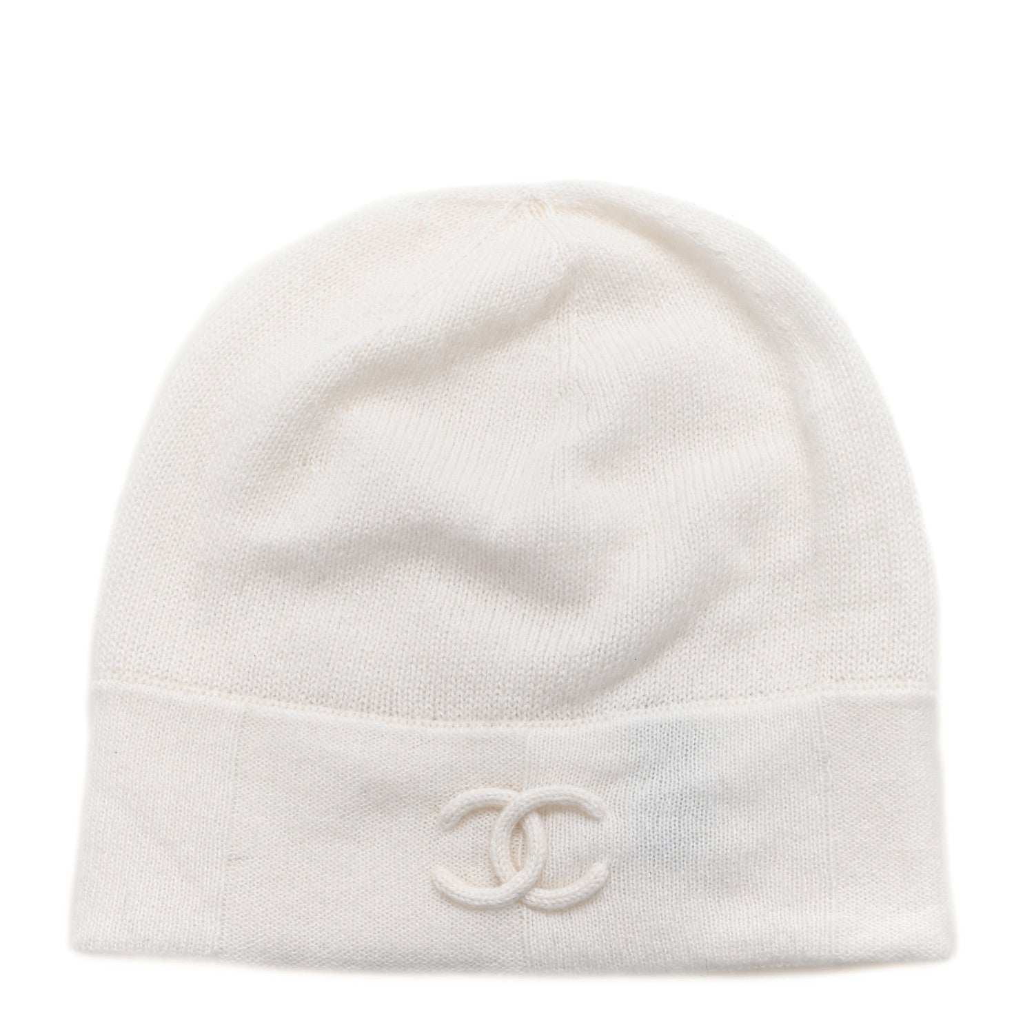 Silk Knit CC Beanie Hat White