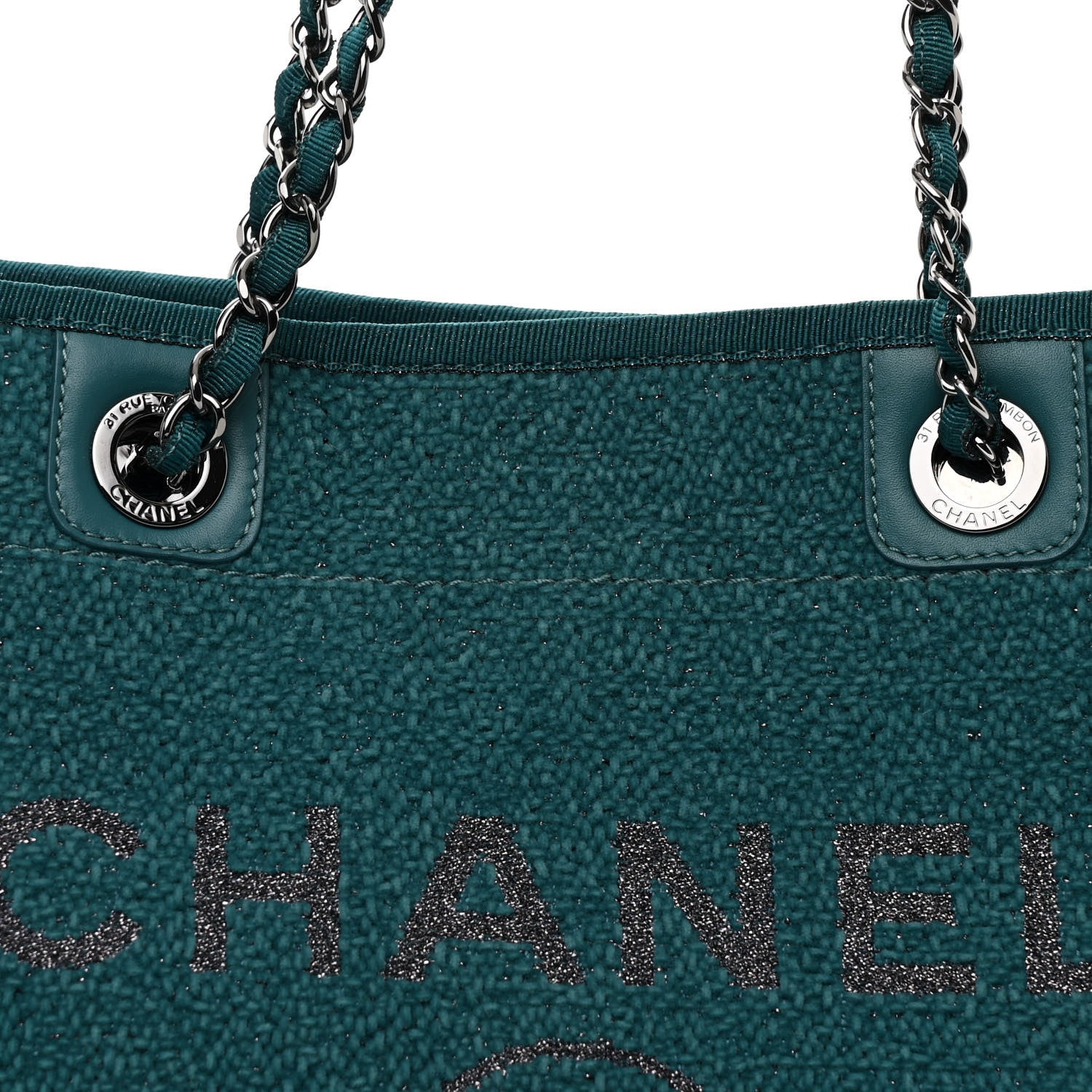Lurex Boucle Small Deauville Tote Turquoise