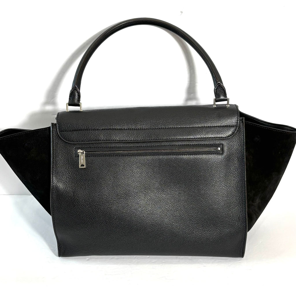 CÉLINE DRUMMED CALFSKIN SUEDE TRAPEZE MEDIUM SHOULDER BAG