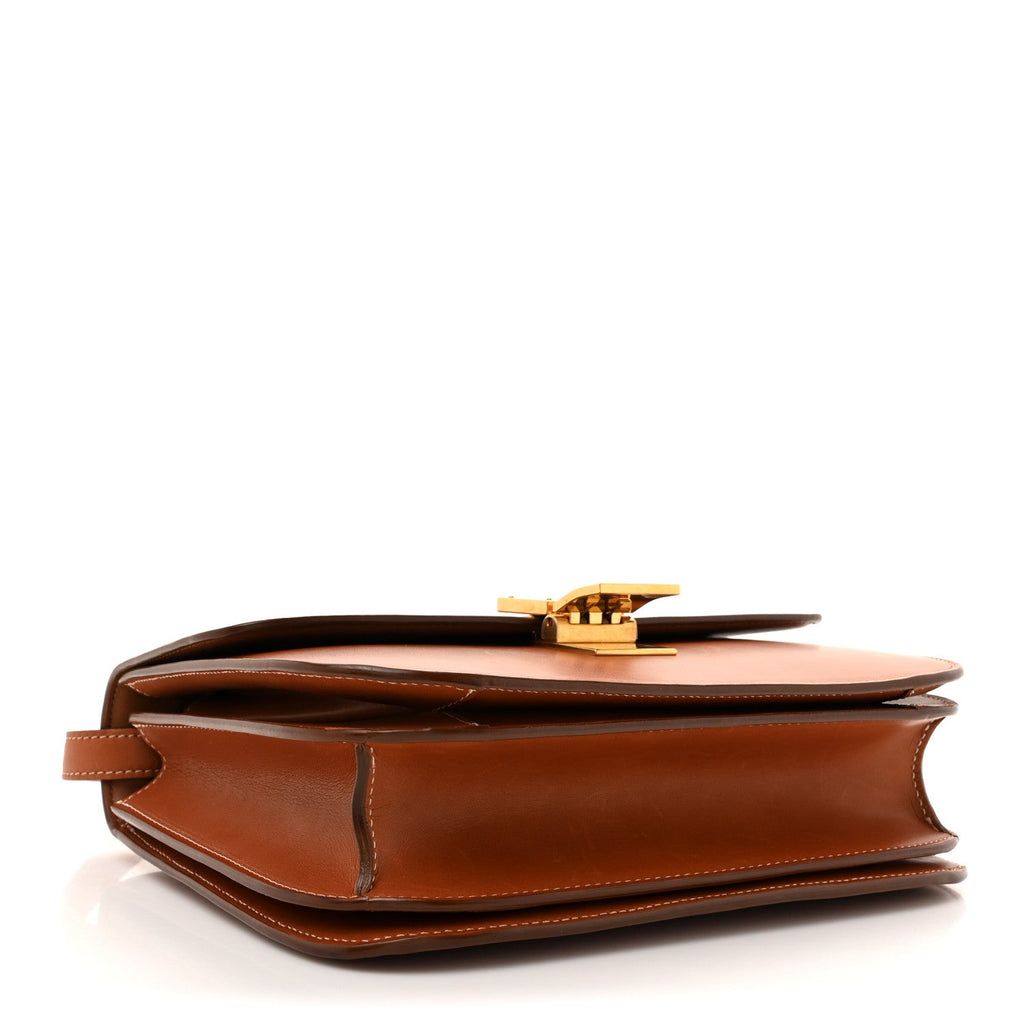 Natural Calfskin Medium Classic Box Flap Bag Tan
