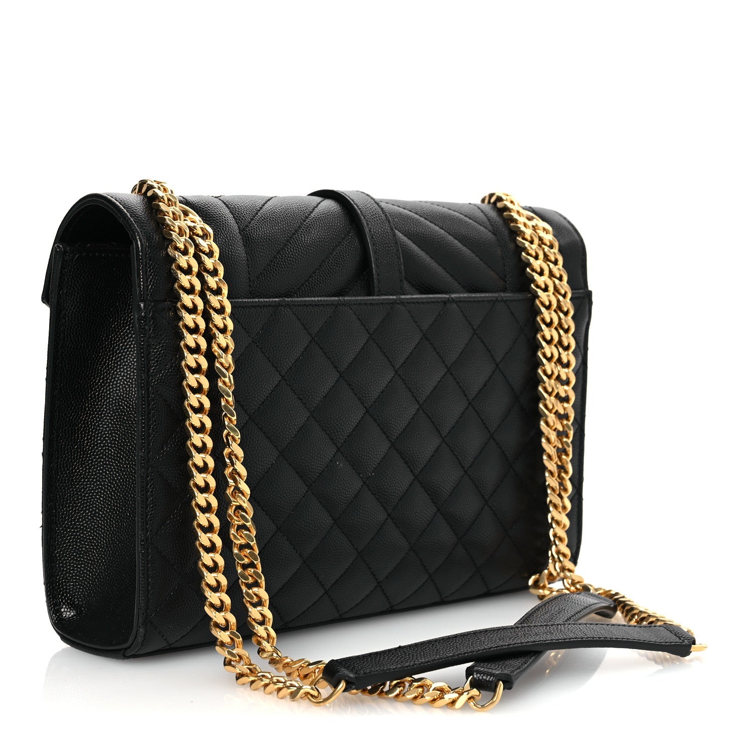 Grain De Poudre Textured Mixed Matelasse Triquilt Medium Monogram Satchel Black