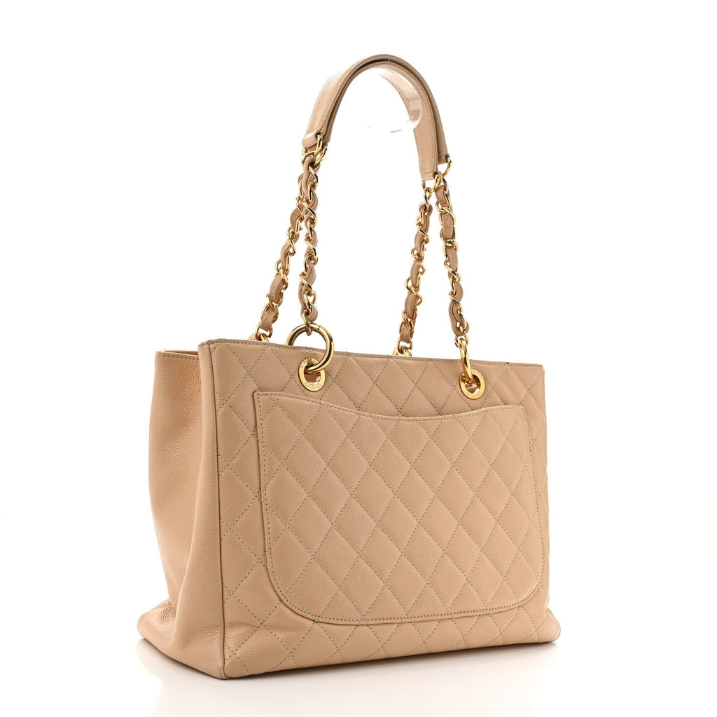 Caviar Quilted Grand Shopping Tote GST Beige Clair
