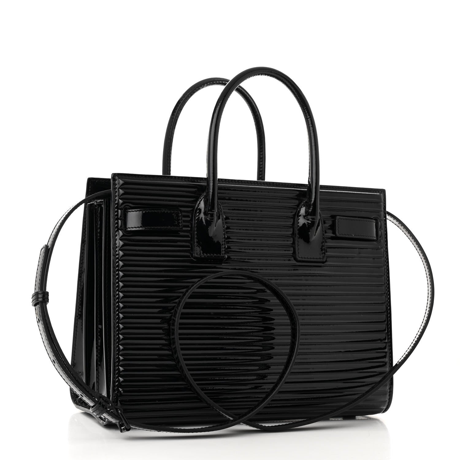 Ribbed Patent Calfskin Baby Sac De Jour Black