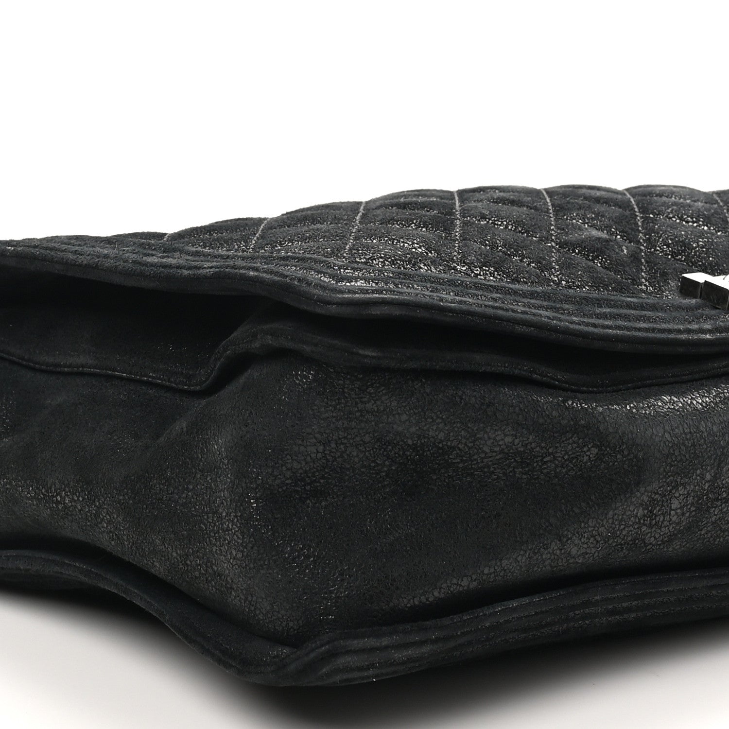Iridescent Calfskin Quilted XL Gentle Boy Flap Black