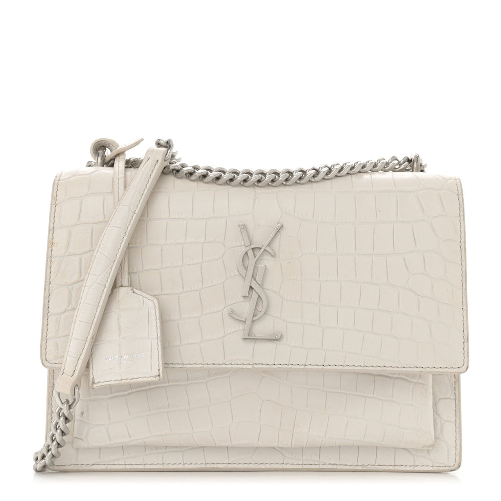 Calfskin Crocodile Embossed Medium Monogram Sunset Blanc Vintage