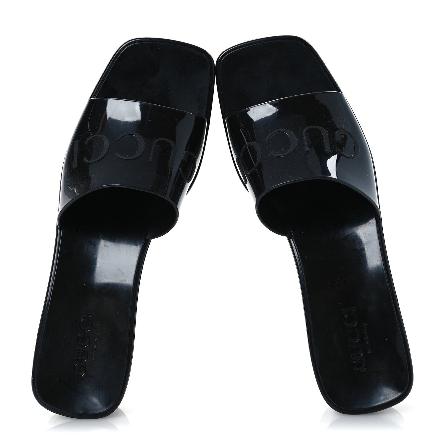 Rubber Gucci Logo Womens Platform 20/60mm Slide Sandals 40 Black