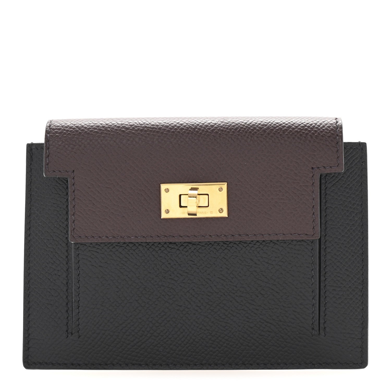 Epsom Tricolor Kelly Pocket Compact Wallet Black Rouge H Bleu Saphir