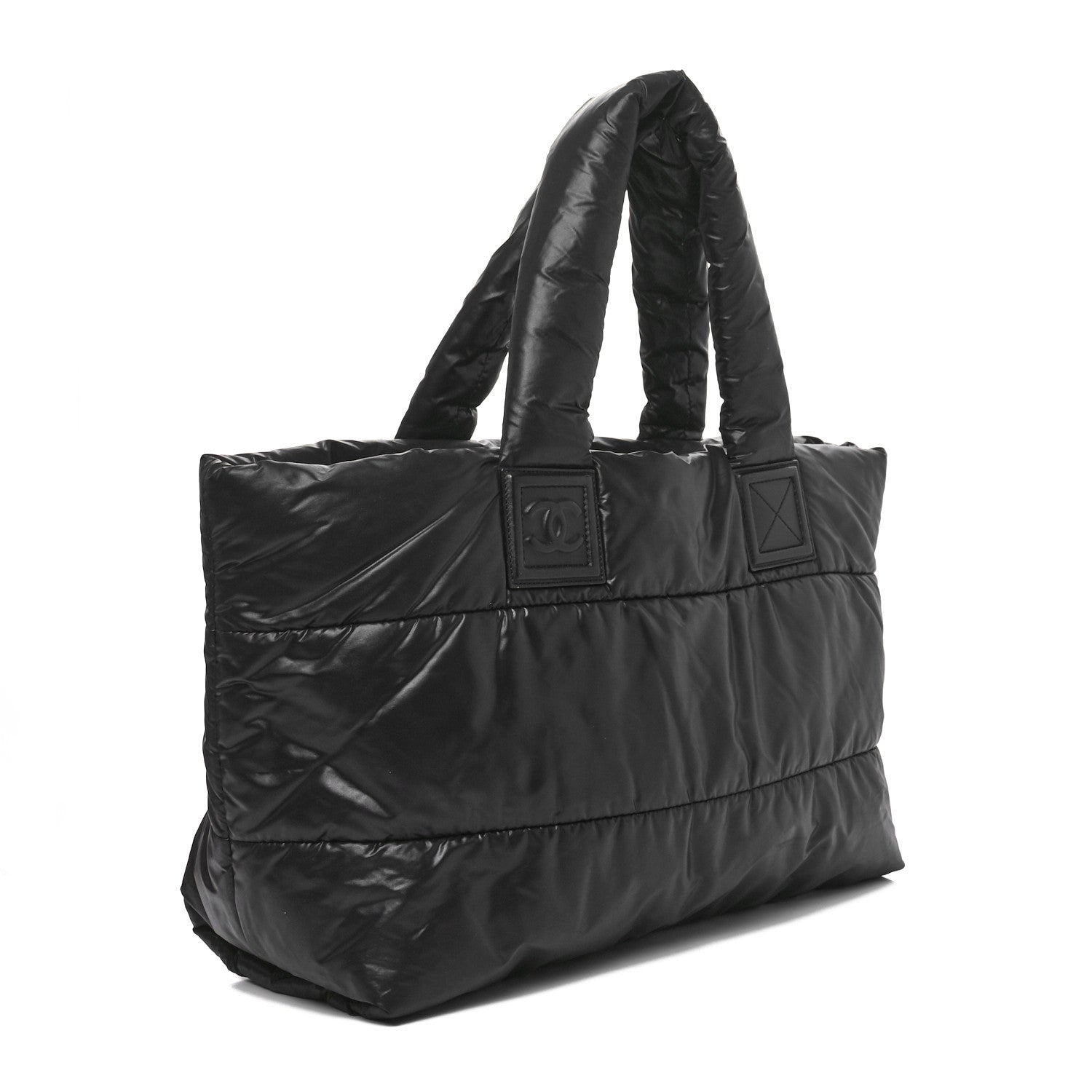 Nylon Quilted Medium Coco Cocoon Reversible Tote Black