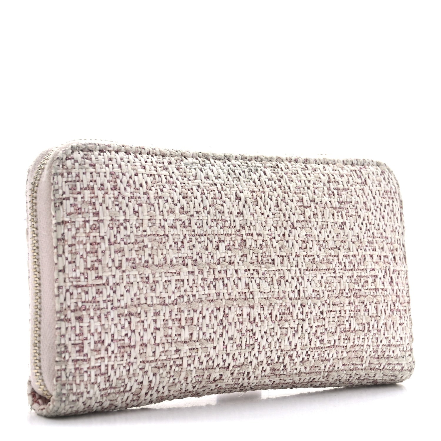 Lurex Canvas Deauville Medium Zip Around Wallet Pink