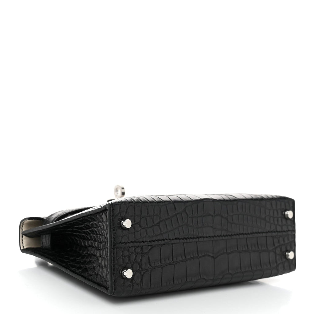 Matte Alligator Horseshoe Mini Kelly Sellier 20 Black Nata