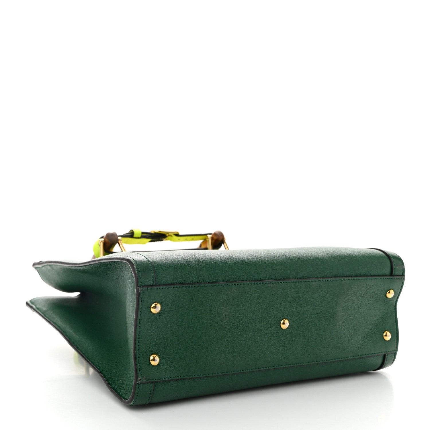 Wonka Grain Calfskin Small Diana Tote Bag Green Yellow Fluo