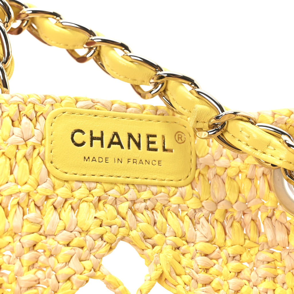 Straw Raffia Tote Beige Yellow