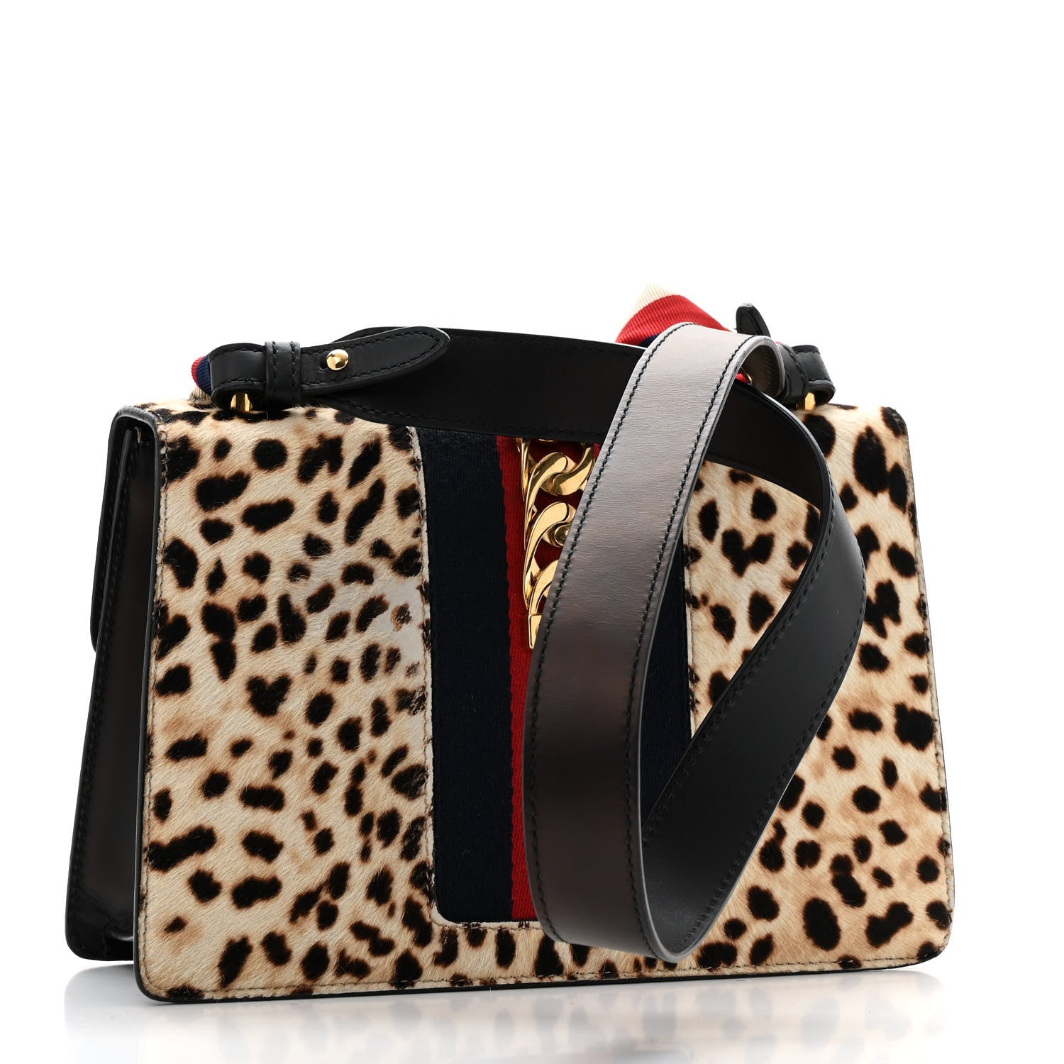 Calf Hair Leopard Print Small Sylvie Shoulder Bag Naturale Black