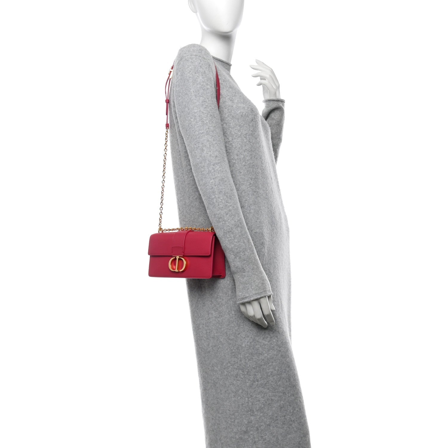 Grained Calfskin 30 Montaigne East West Chain Flap Bag Passion Pink