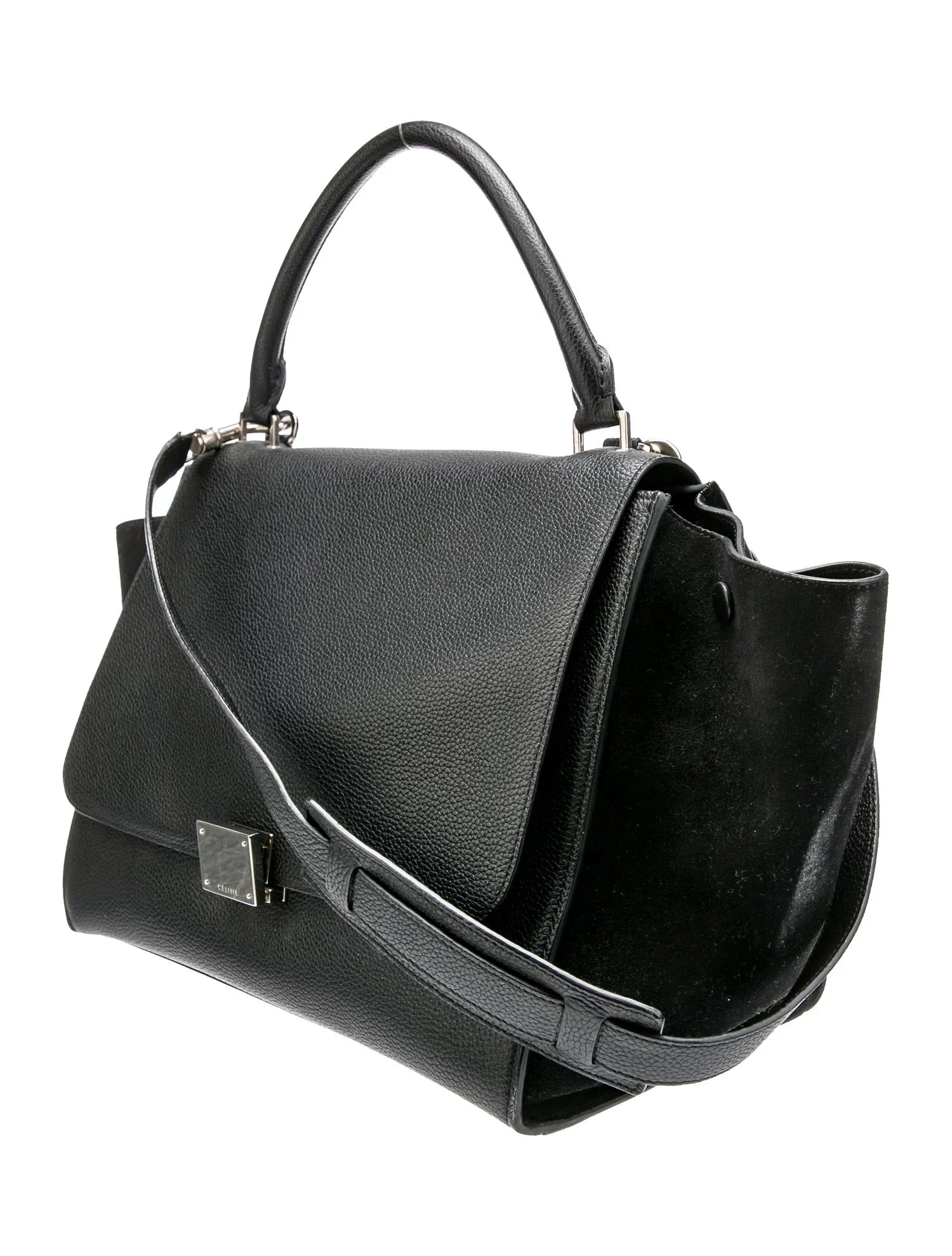 CÉLINE DRUMMED CALFSKIN SUEDE TRAPEZE MEDIUM SHOULDER BAG