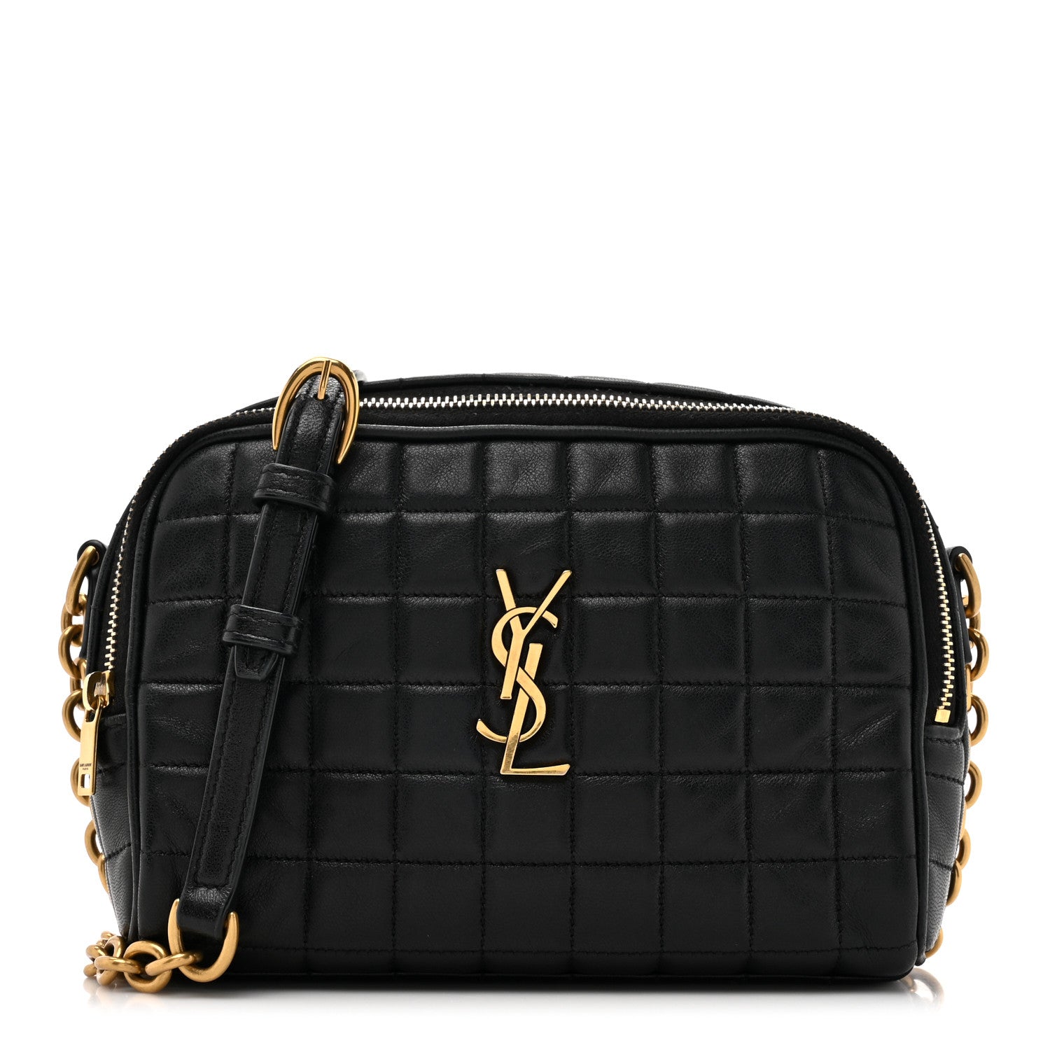 Lambskin Carre Quilted Cassandre Mini Camera Bag Black
