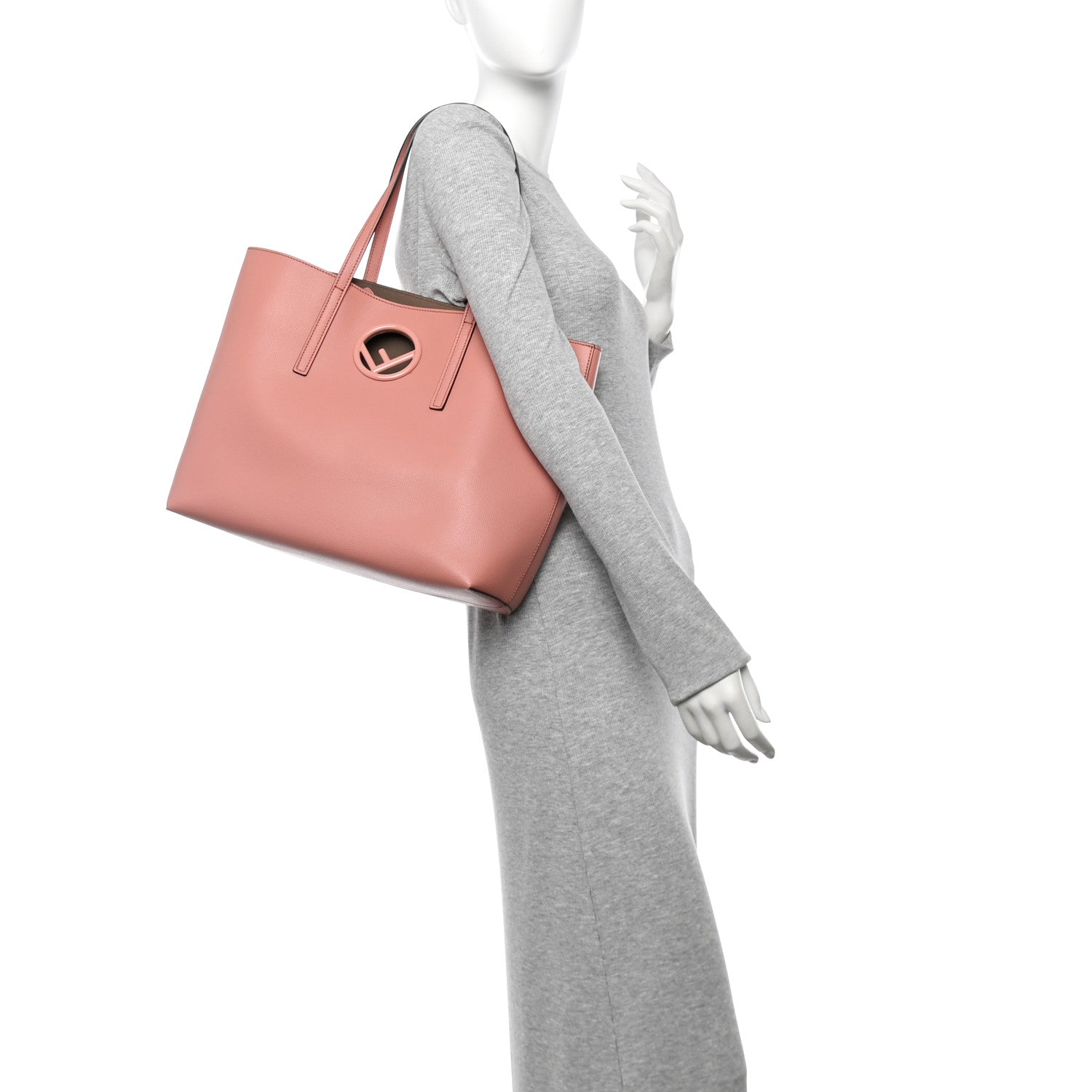 Vitello Vienna Enamel F is Fendi Shopping Tote Macaron Taupe