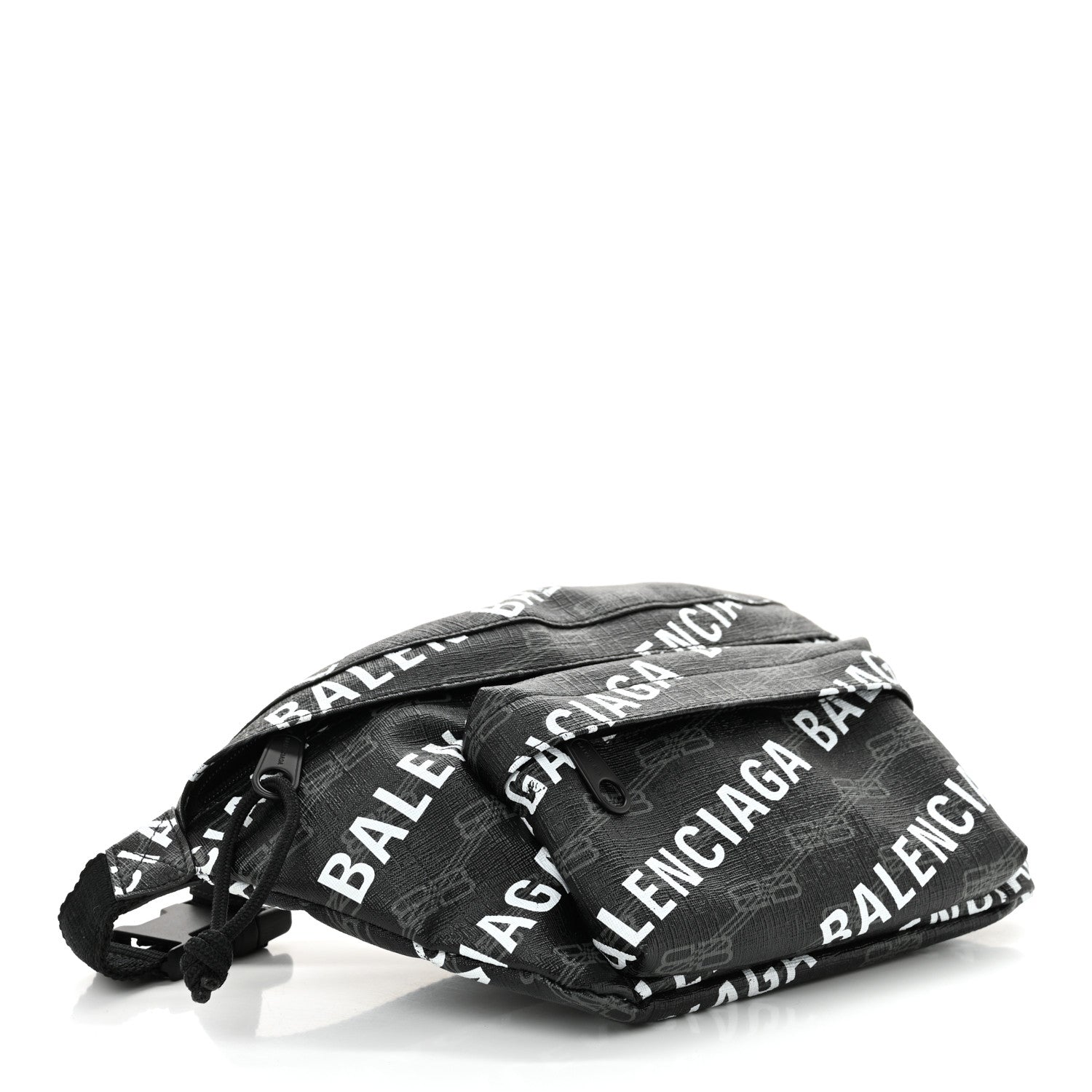 Coated Canvas BB Monogram Allover Logo Medium Signature Beltpack Black Grey White