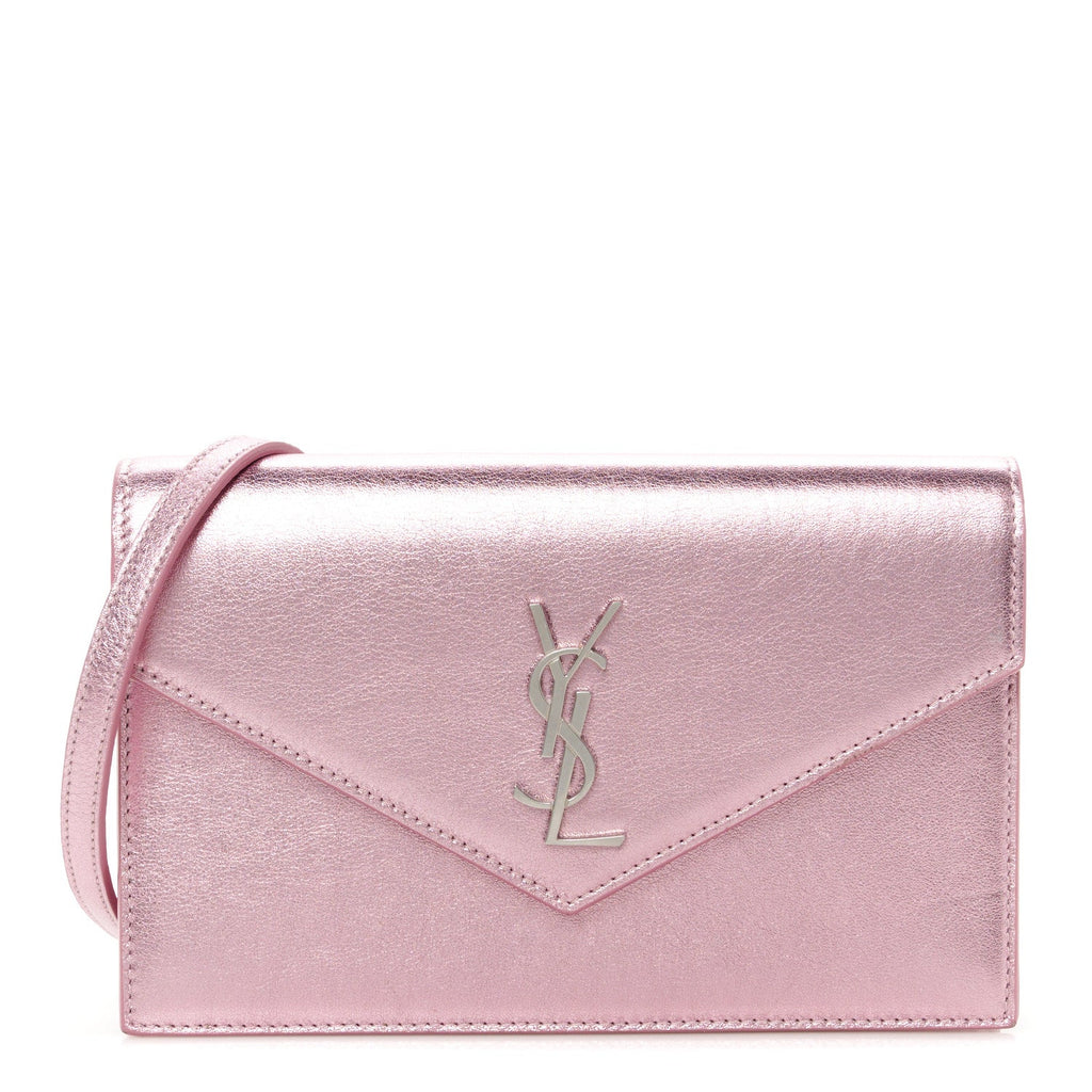 Metallic Calfskin Monogram Envelope Chain Wallet New Azalea
