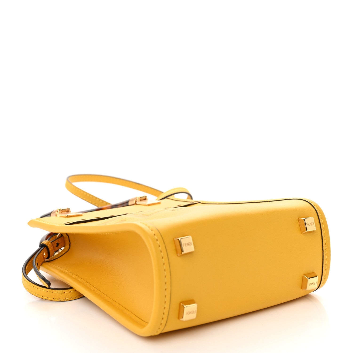Vitello King Plexiglass Logo Embossed Mini Fendi Sunshine Shopper Tote Mimosa