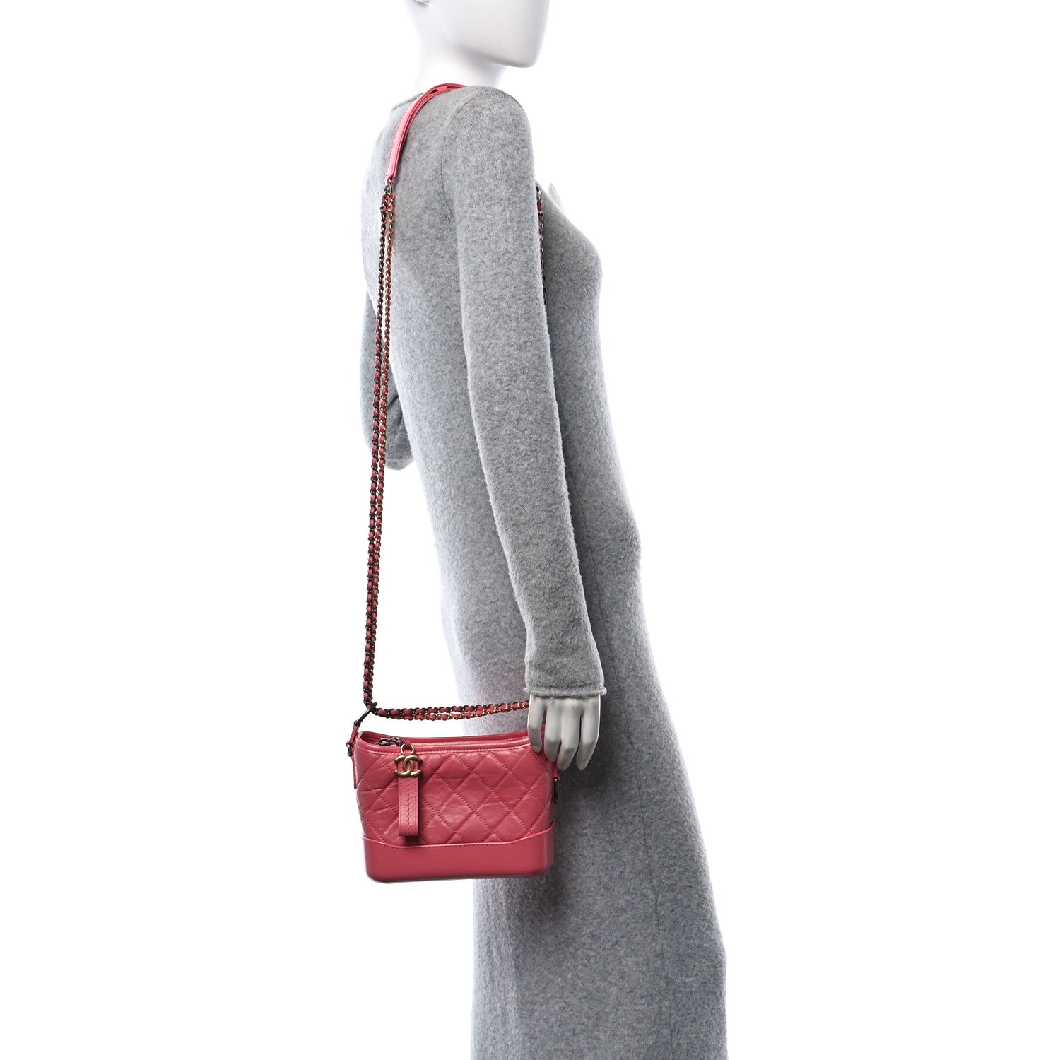 Aged Calfskin Quilted Small Gabrielle Hobo Rose