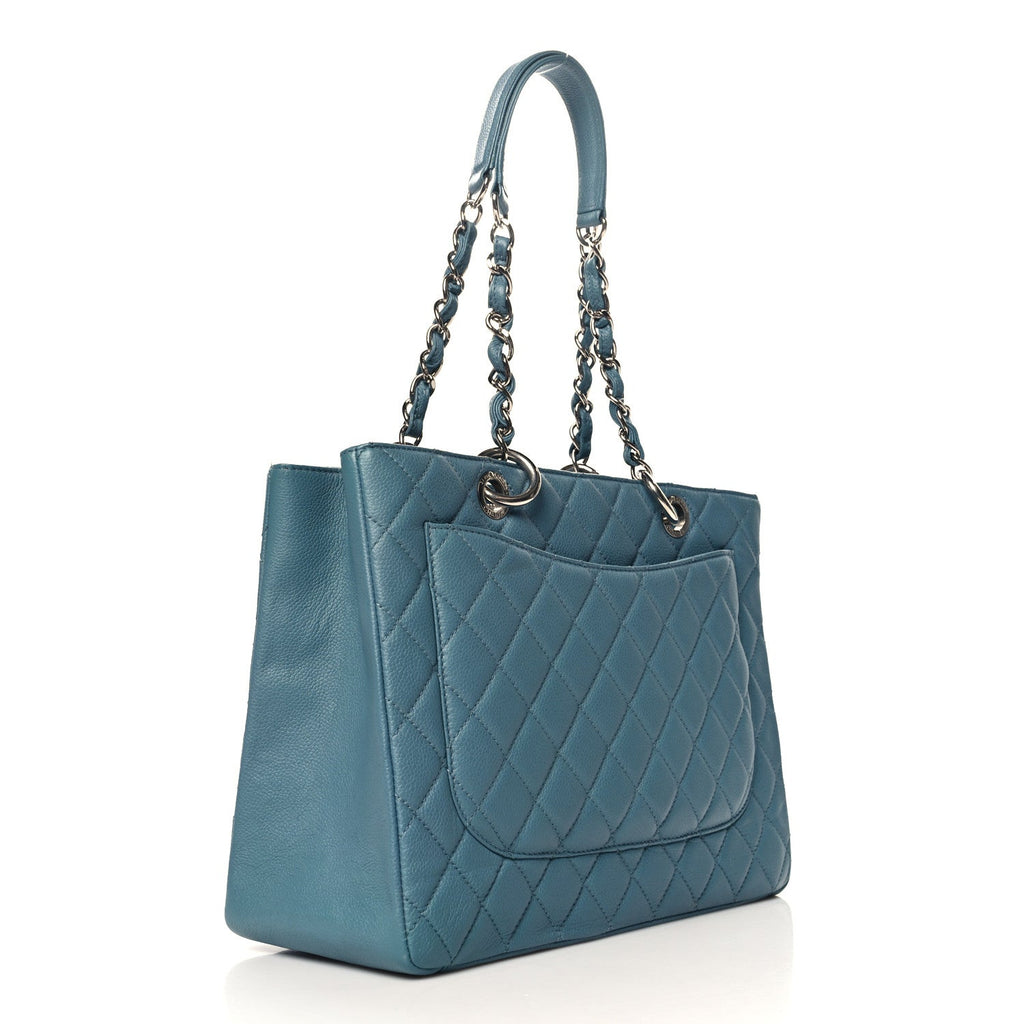 Caviar Quilted Grand Shopping Tote GST Blue