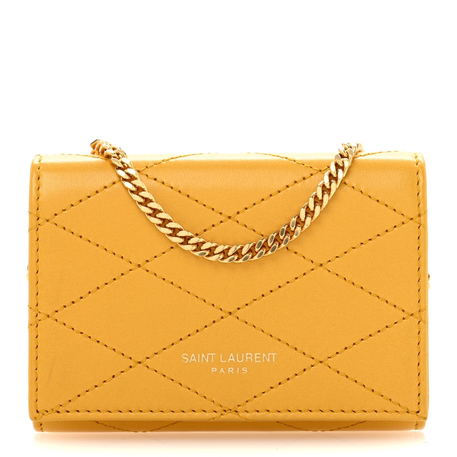 Lambskin Quilted Monogram Baby Crossbody Bag  Saffran