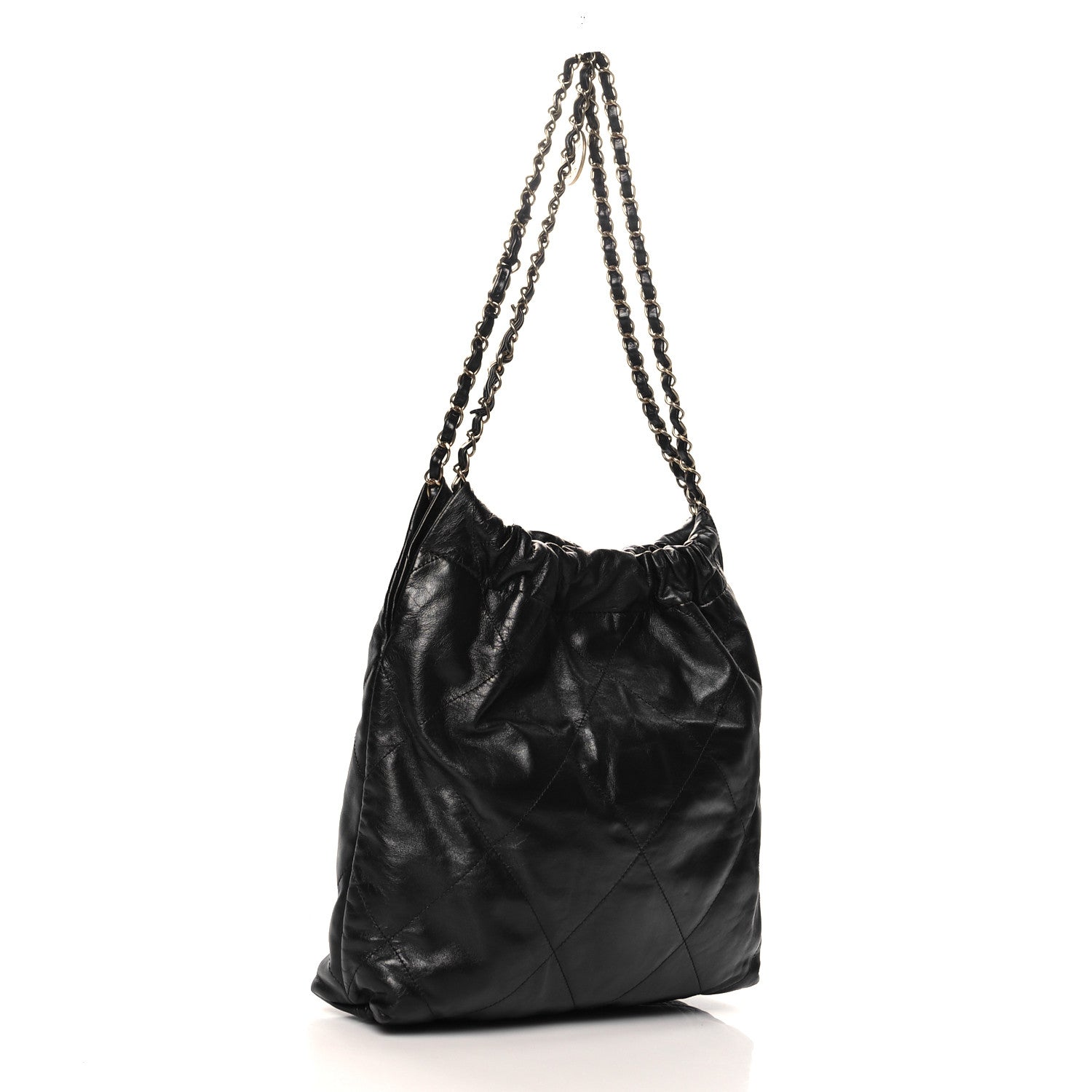 Shiny Calfskin Quilted Small Chanel 22 Black