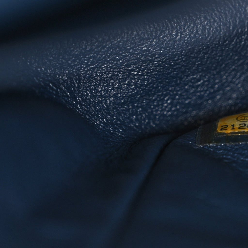 Patent Chevron Quilted Medium Double Flap Navy