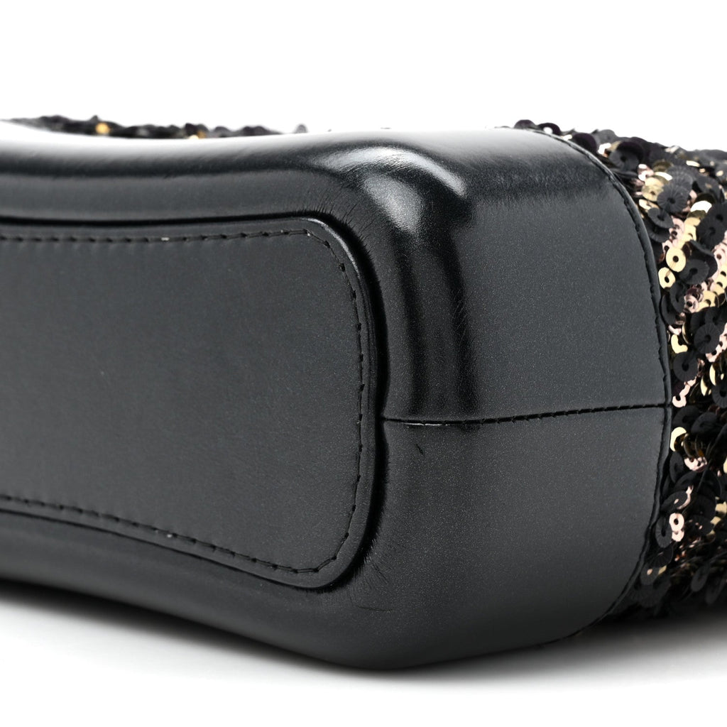 Sequin Calfskin Small Gabrielle Hobo Black Gold