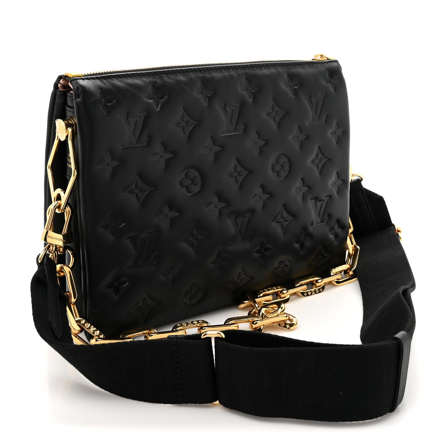 Lambskin Embossed Monogram Coussin PM Black