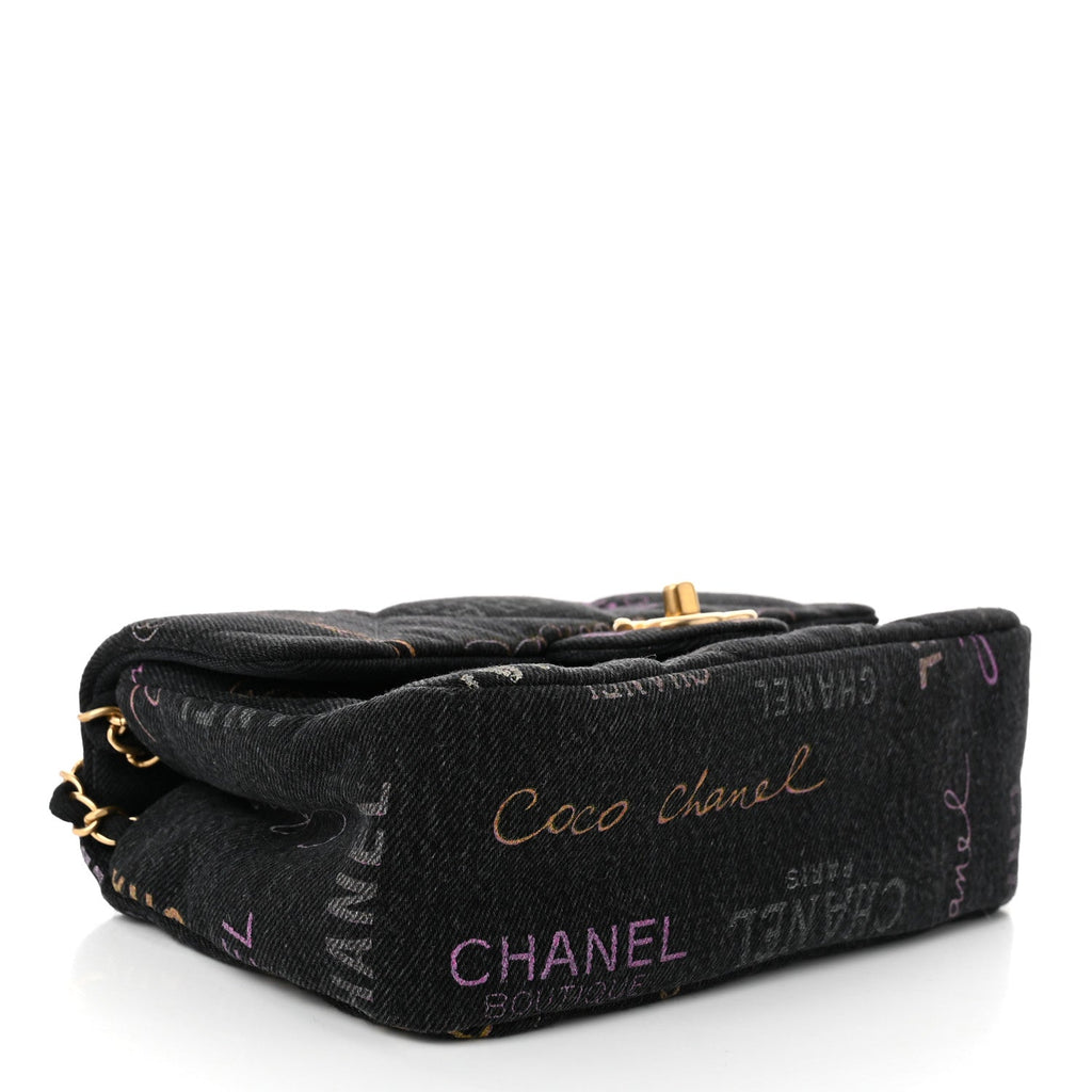 Denim Quilted Denim Mood Mini Rectangular Flap Black Multicolor