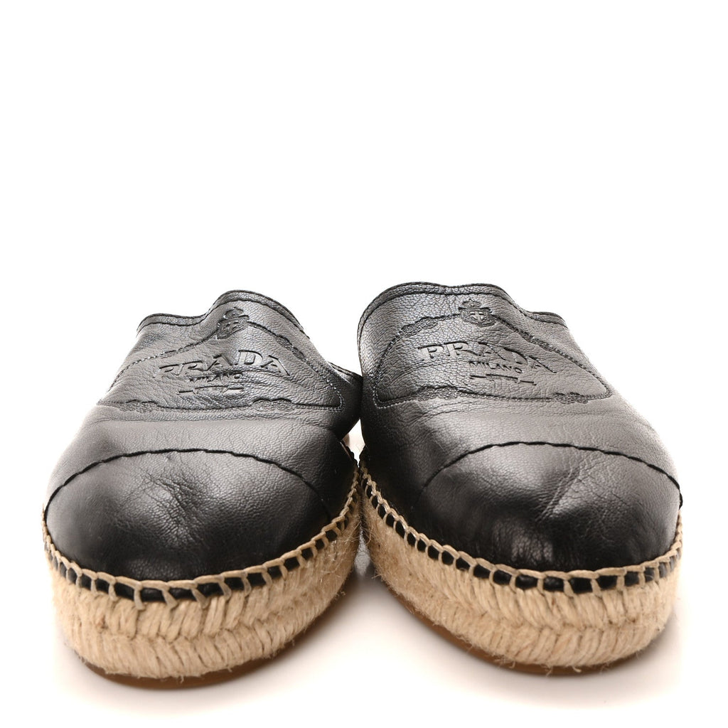 Nappa Logo Cap Toe 20mm Espadrilles Mules 40 Black
