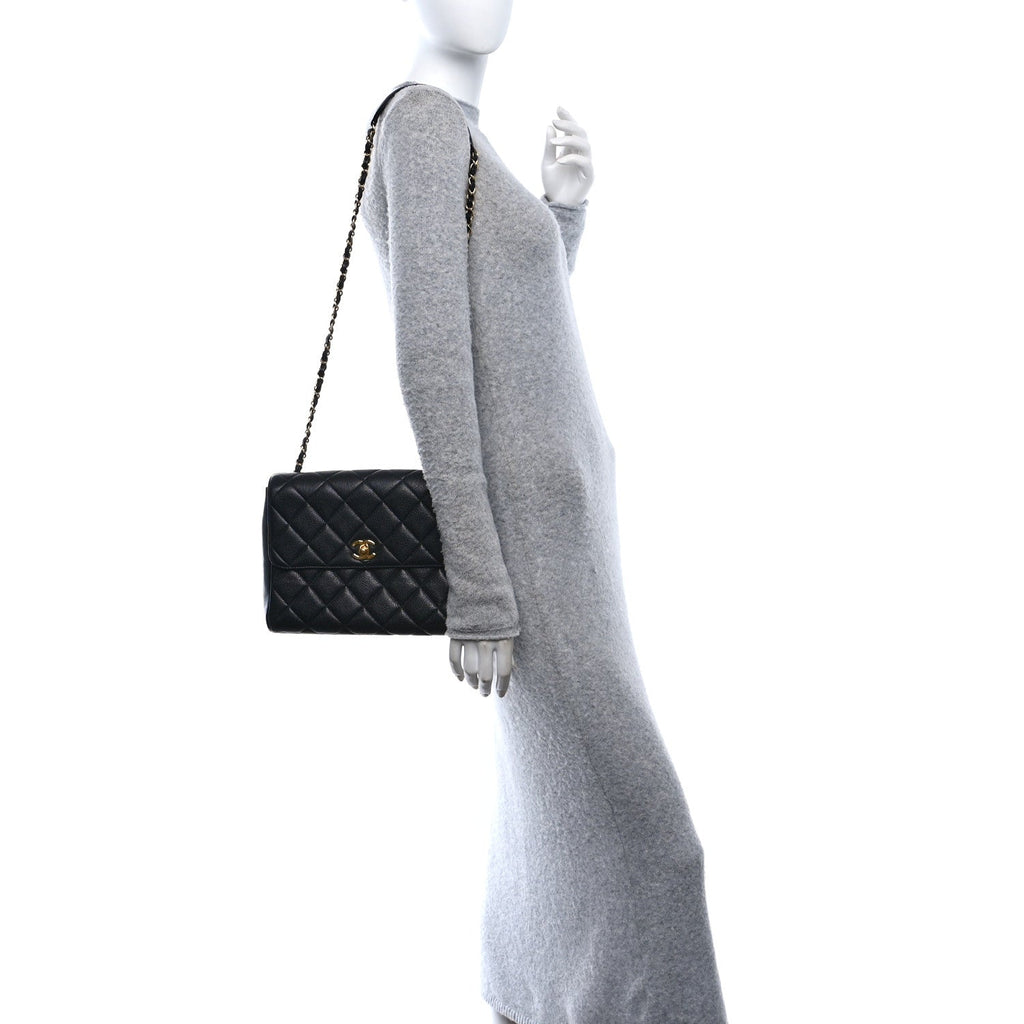 Caviar Quilted Medium Single Flap Black