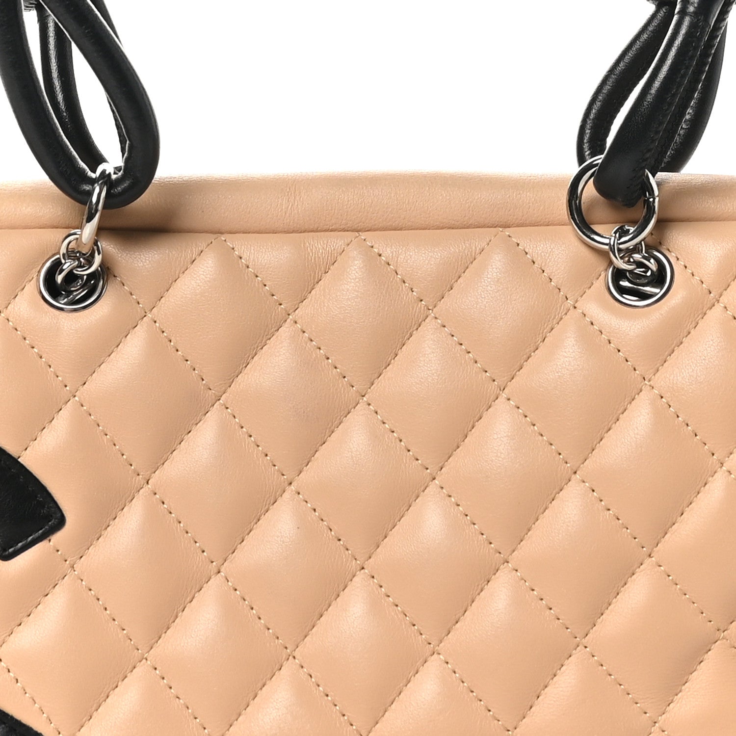 Calfskin Quilted Large Cambon Bowler Beige Black