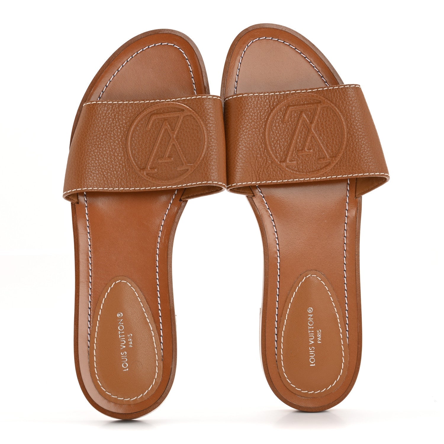 Calfskin Lock It Flat Mule 38 Cognac
