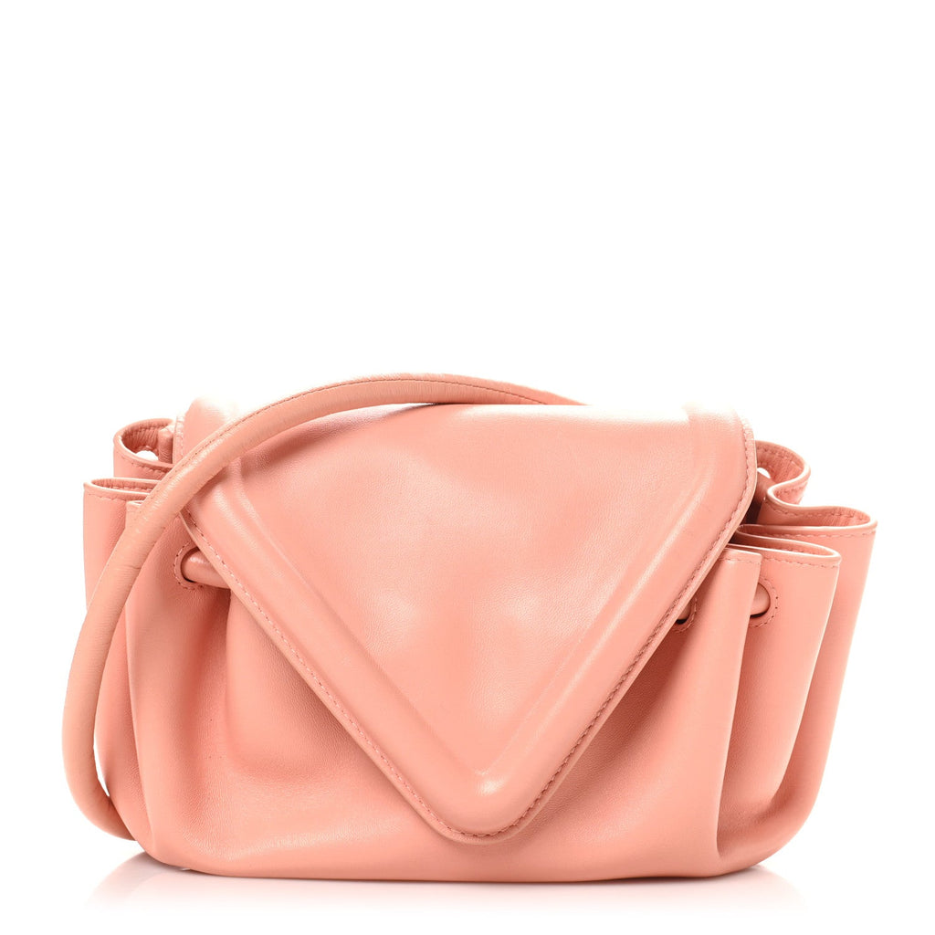 Lambskin Small Beak Triangle Flap Shoulder Bag Peachy Silver