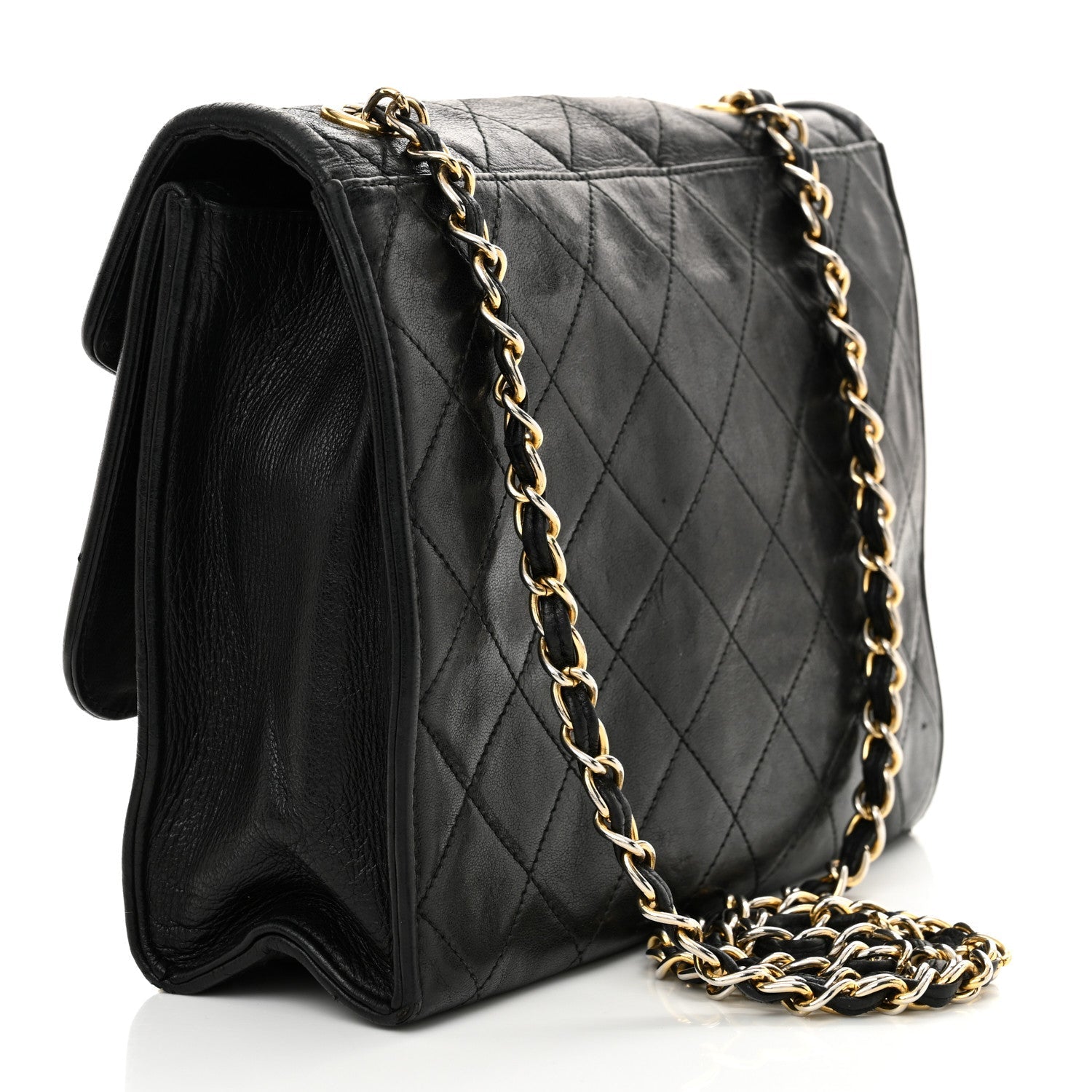 Quilted CC Tassel Flap Bag Black