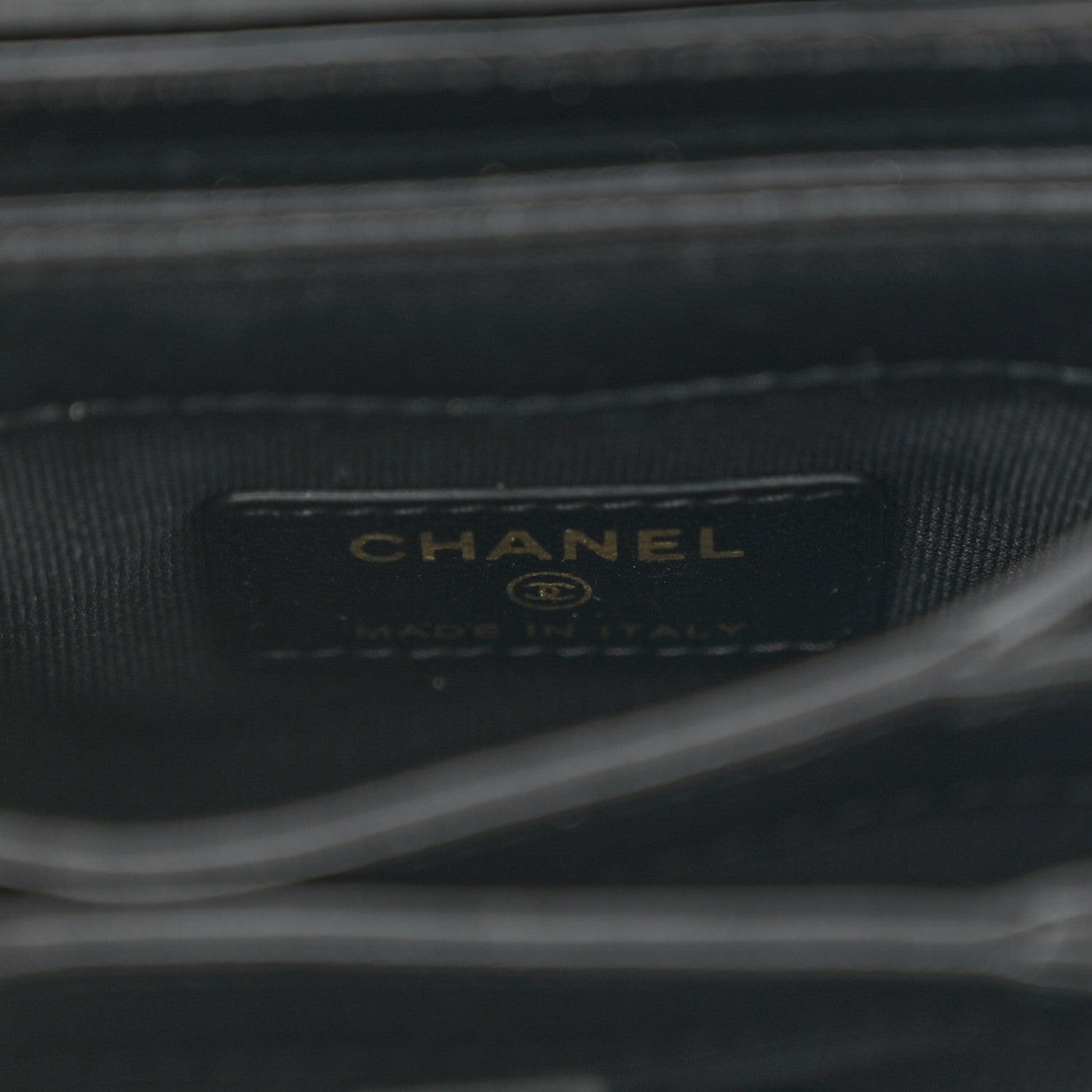 Shiny Lambskin Quilted Top Handle  Holder On Chain Black