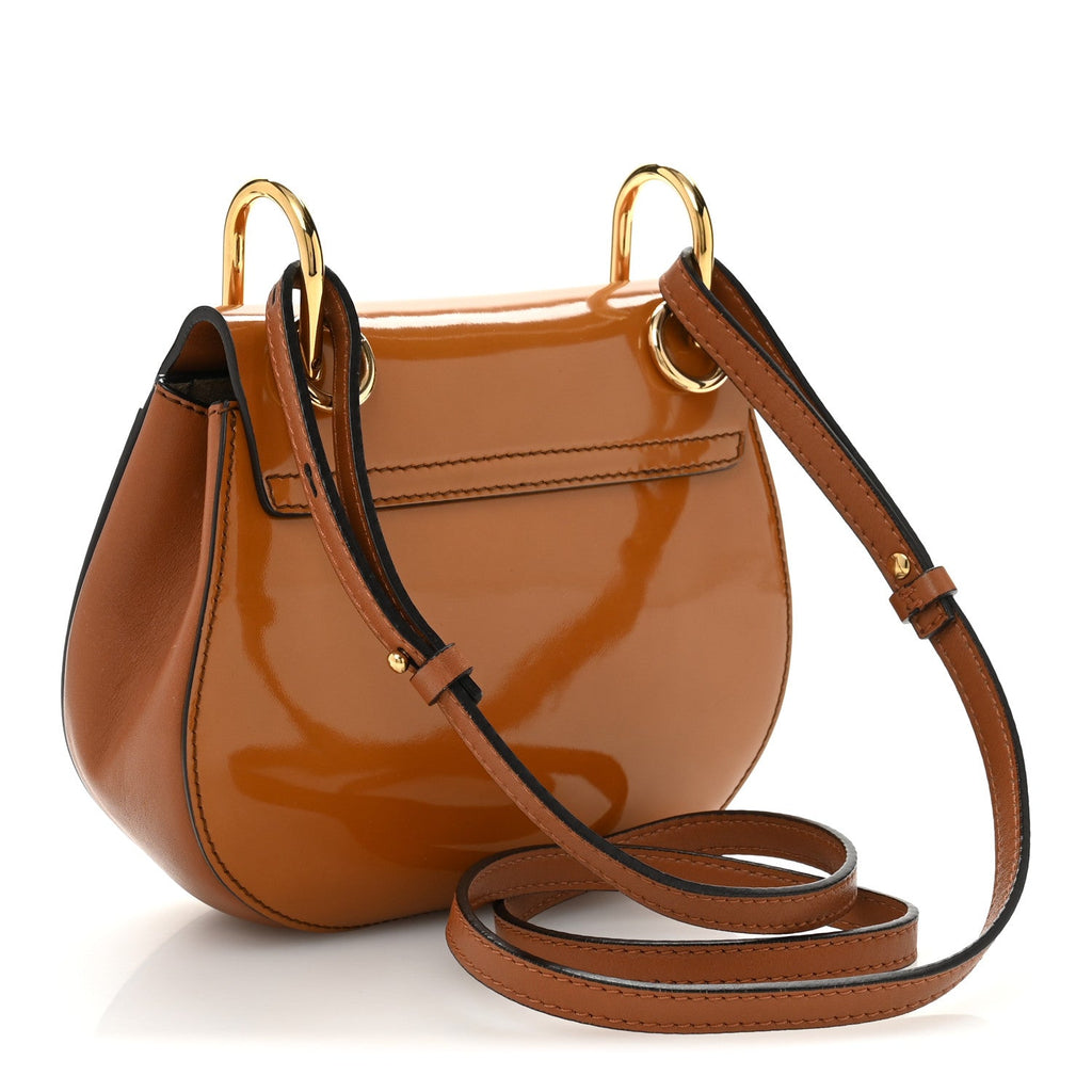 Patent Calfskin Mini Drew Bijou Shoulder Bag Caramel